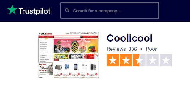 Na recenzním portálu TrustPilot CooliCool získal pouze 2,5 hvězdičky.