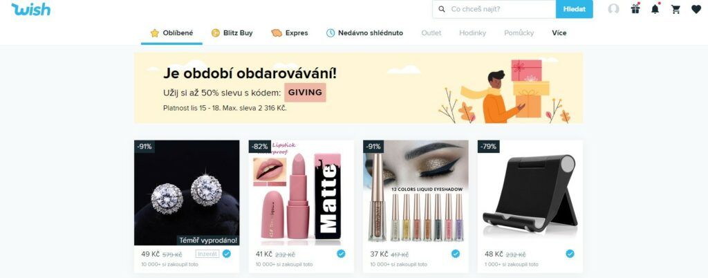 Wish – doprava zdarma – kolik je poštovné?