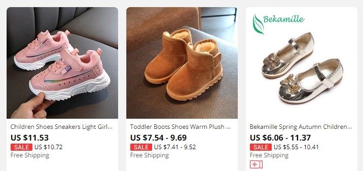 AliExpress disponuje i širokou nabídkou dětské obuvi.