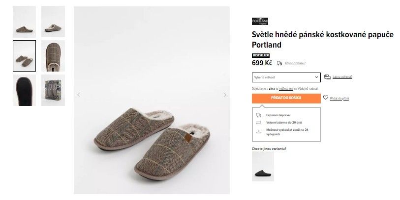    Šedivé pánské pantofle na doma jsou na zoot.cz k sehnání za 699 Kč.  
