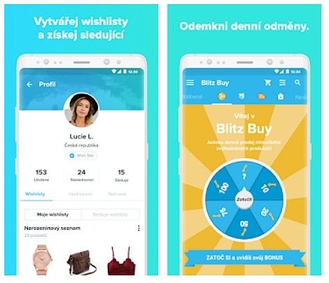 Aplikace Wish nabízí možnost vytvářet si wishlisty a každý den odemknout novou odměnu.