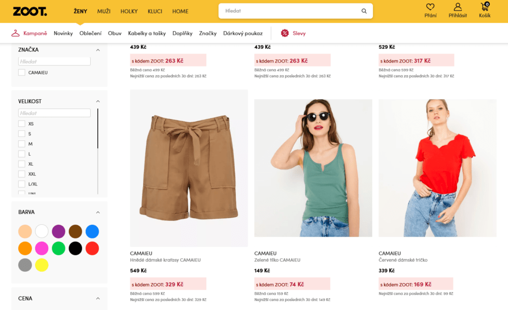 S kódem ZOOT lze zakoupit zboží Camaieu za zlomek původní ceny.