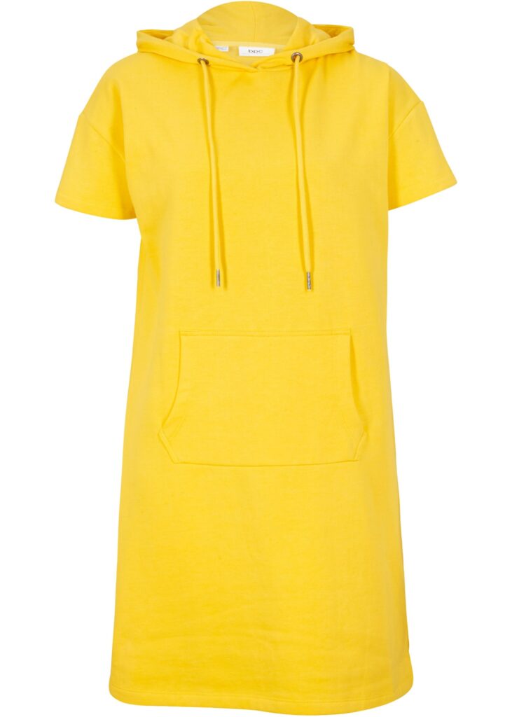 Teplákové šaty s krátkým rukávem žluté