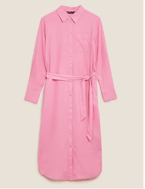 letní růžové košilové šaty M&S