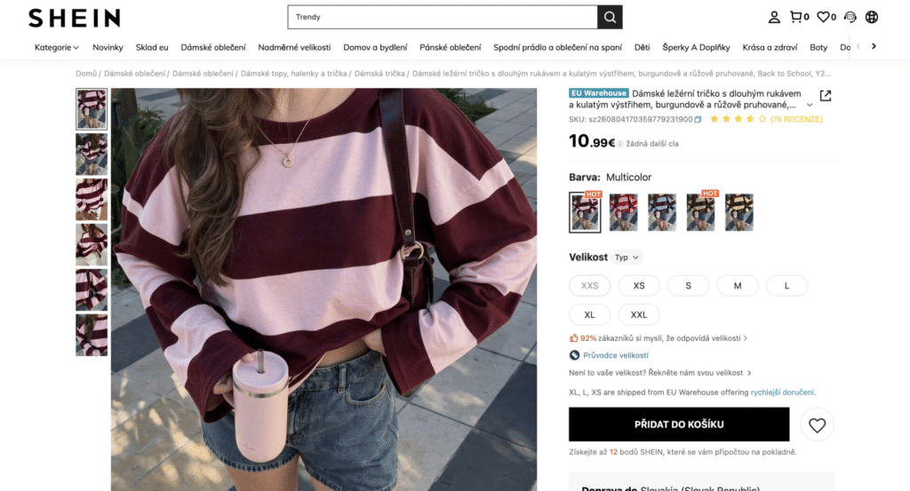 shein doručení do čr