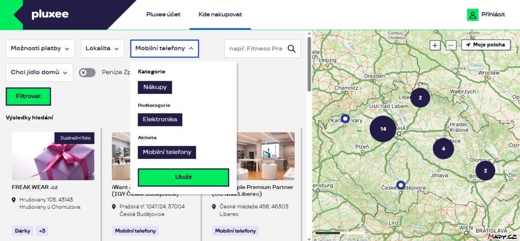 Při hledání lze nastavit přesné parametry zboží, které urychlí orientaci.